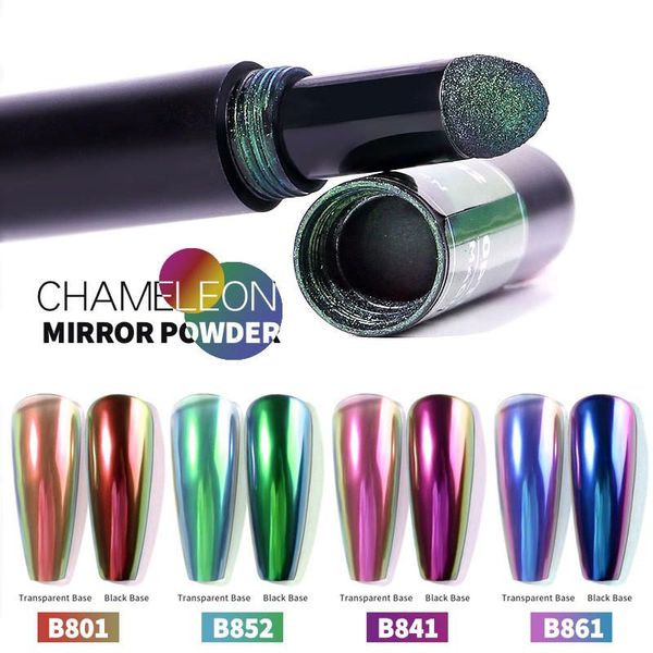 

nail glitter art magic mirror pen cushion powder holographic effect laser chrome pigment dust manicure chalk tool, Silver;gold
