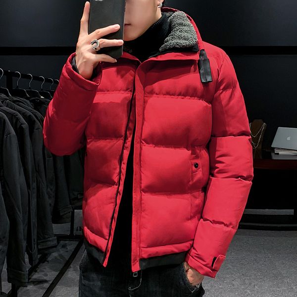 

new warm thick casual winter outward solid o-neck male windbreak cotton padded down jacket youth carrying gout hb2v, Black