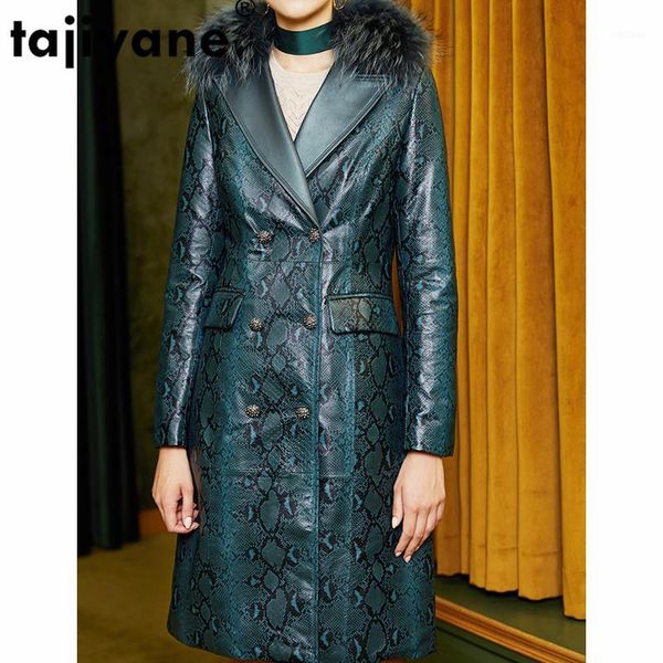 

raccoon dog fur collar real genuine leather jacket autumn winter coat women clothes 2020 korean sheepskin down coat female t47941, Black