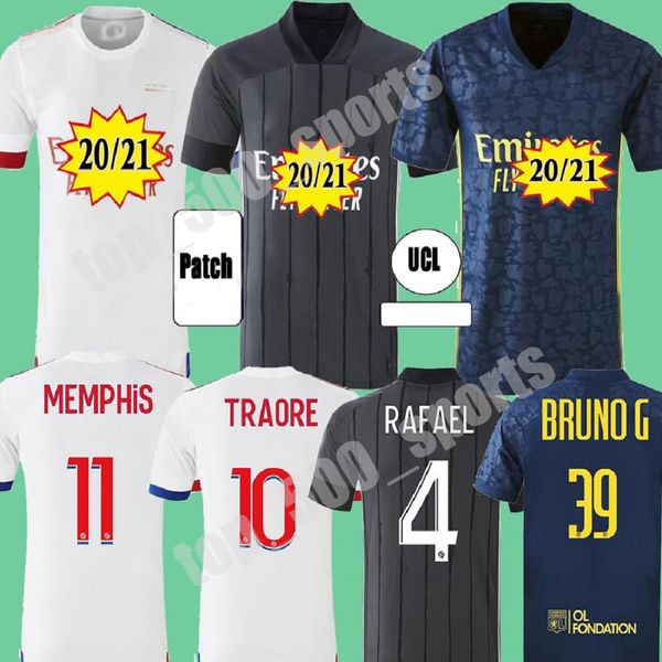 

2020 2021 soccer jersey memphis traore fekir football shirt 20 21 aouar maillot de foot men kids kit uniform, Black;yellow
