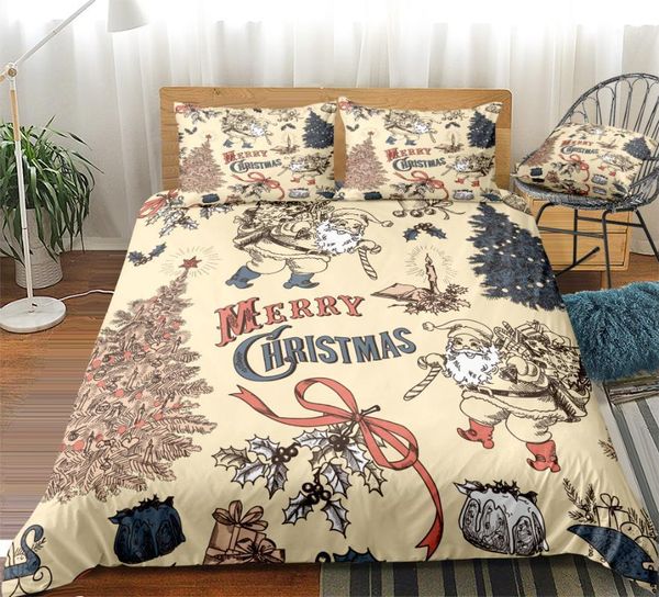

christmas reindeer duvet cover set santa claus bedding set christmas tree beds home textiles microfiber for kids girls1