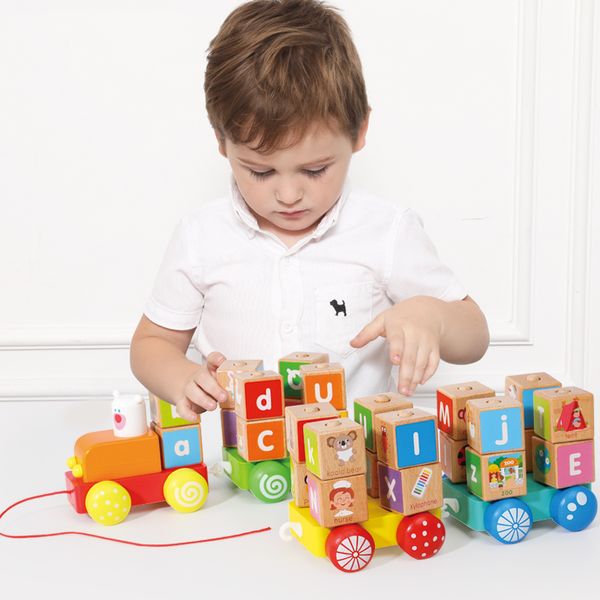

wooden early education 1-2-3 years old 4 puzzle digital train toy baby assembly building block boys and girls intelligence toys