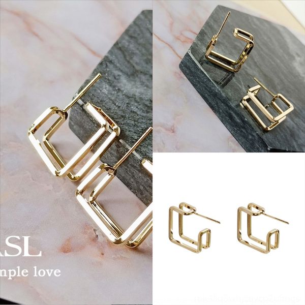 

xs5 earring new simple sweet c shaped brown mixed color lightweight sterling sier shipping popular earring stud, Golden