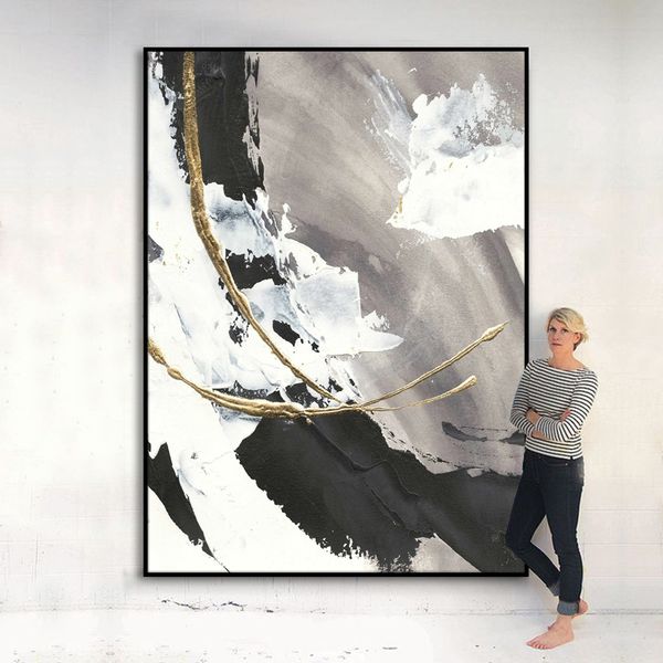 

spray-painted black and white abstract painting mate entrance decorative painting the living room sofa backdrop mural paintings