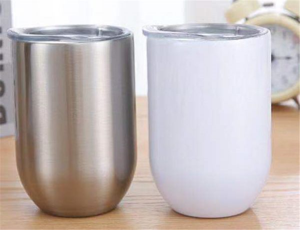 

diy 12oz sublimation wine wine lid steel shape stemless glasses egg tumbler stainless egg with cups vacuum glasses straight vhmhw, White;black