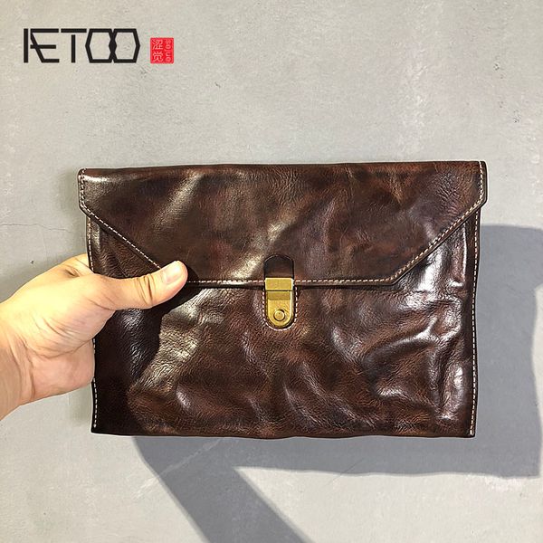 

gbp aetoo men's envelope bag, leather handbag, youth simple handbag, Red;black