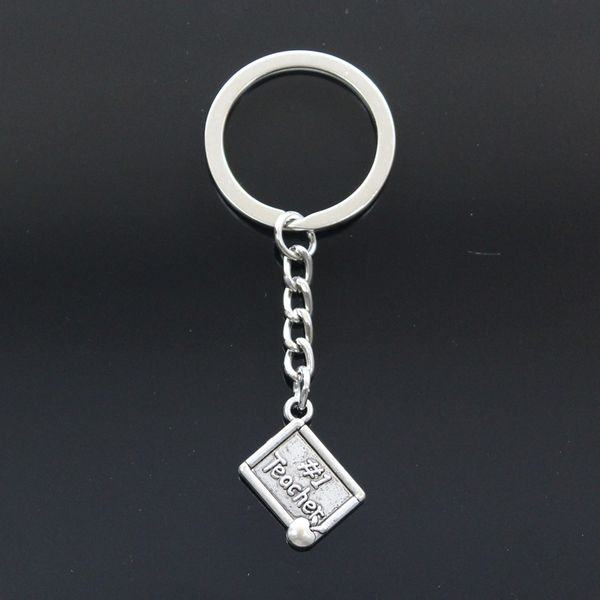 

fashion keychain 17x14mm #1 teacher apple silver color pendants diy men jewelry car key chain ring holder souvenir for gift