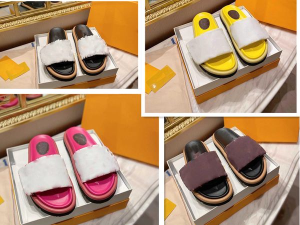 

designer women pool pillow comfort slipper lady nylon wide strap filled soft down letter printed leather sunset flat rubber slide sandal siz, Black
