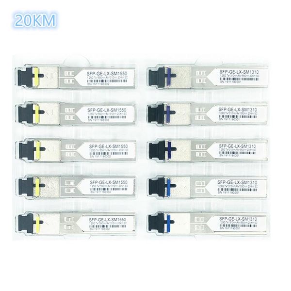 

fiber optic equipment sc sfp module 1.25g 20km 1310/1550nm single optical transceiver for onu olt5 pairs compatibility
