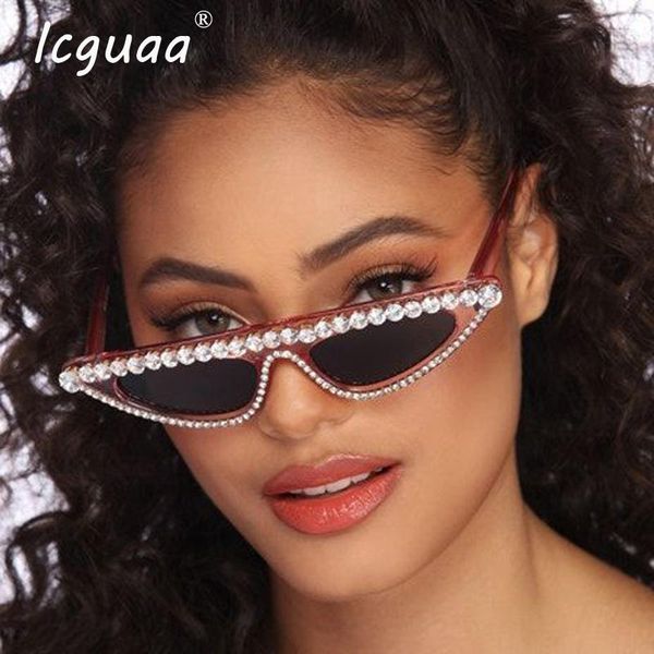 

sunglasses luxury diamond cat eye womens gafas de sol mujer uv400 resin plastic adult, White;black
