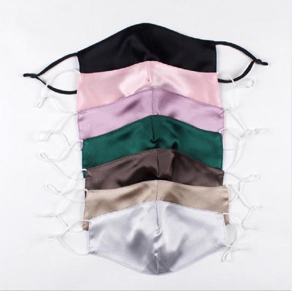 

summer washable silk 19mm double adjustable sunscreen mouth thin reusable designer face mask mask cloth dust 7colors ultra lwuar