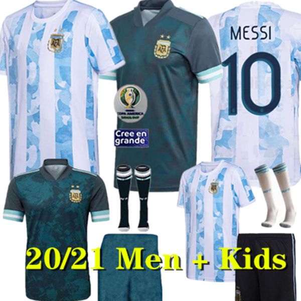 

2020 2021 argentina messi soccer jersey dybala di maria higuain kun aguero lautaro men+kids kit football polo shirts jerseys pants masks, Black;yellow