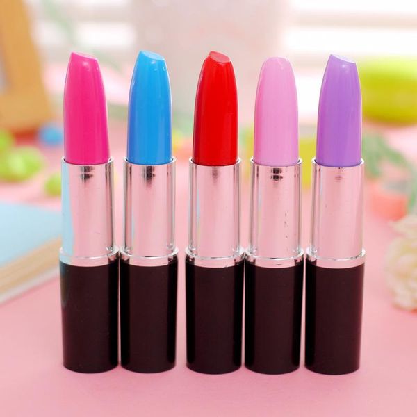 

ballpoint pens (5colors) creative lipstick pen lovely stationery student gift kawaii school supplies material, Blue;orange