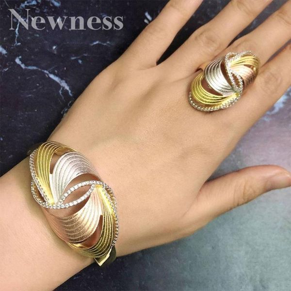 

newness luxury especially three tone women engagement wedding party bangle and ring fashion set jewelry, Silver