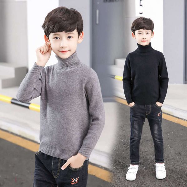 

and children's autumn winter clothing new boys' student korean solid color high collar sweater, Blue