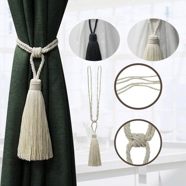 

1pc white accessories tied rope curtain tieback holder clips for curtains hand weaving tassel tieback h wmtwzt