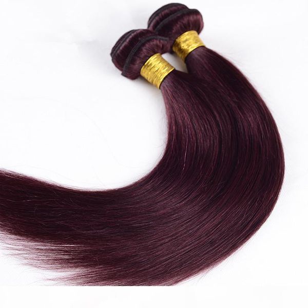 

indian virgin hair silk straight hair weaves 3 or 4 bundles color 99j burgundy human hair weft, Black