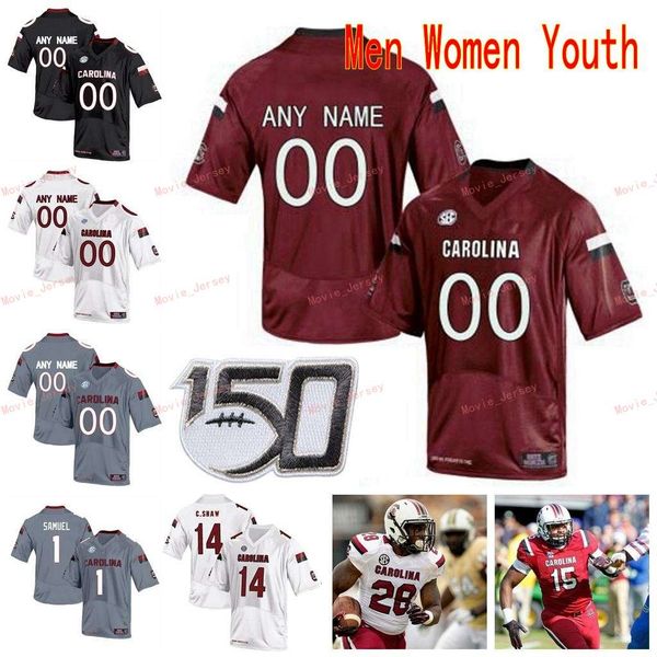 

stitched custom 70 hank manos 8 randrecous davis 81 hayden hurst 84 jared cook south carolina gamecocks men women youth jersey, Black