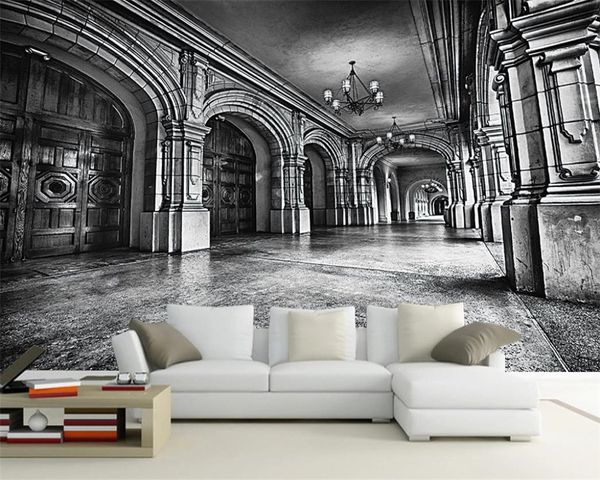 

3d european style wallpaper retro black and white european architecture premium atmospheric interior decoration 3d wallpaper