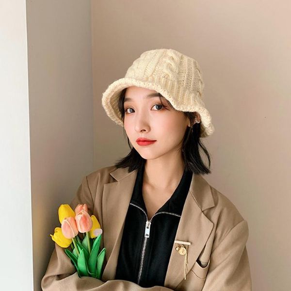 

winter hats for women knitted bucket hat female solid color thick warm fashion fisherman hat casual, Blue;gray