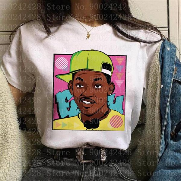 

t shirts women 2021 summer the fresh prince of bel air tshirt women graphic tees will smith korean style tee shirt femme, White