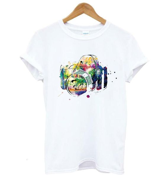 

abstract camera print women tshirt cotton casual funny t shirt lady yong girl tee better quality drop ship kt-1, White