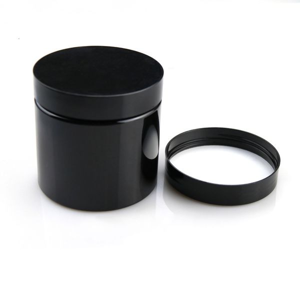 

jars 30 50 80 100 150 200ml pet storage cans boxes round bottle with black plastic lids