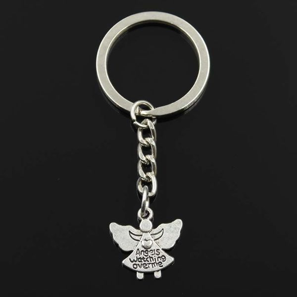 

fashion keychain 20x19mm guardian angel watching over me pendants diy men jewelry car key chain ring holder souvenir for gift, Silver