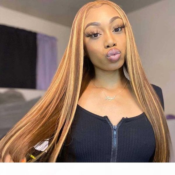 

180% ombre straight lace front human hair wigs hd transparent lace wigs remy tpart 28 inch peruvian straight highlight wig, Black;brown