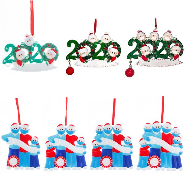 

ph24customized family 2020 gift christmas quarantine survivor ornaments hang decoration snowman pendant with face mask h