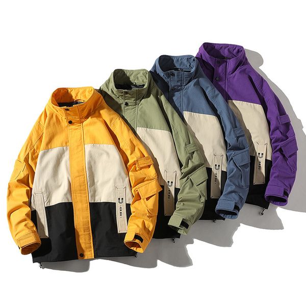 

городская мужская одежда весна и осень 2020 новых воротник воротник свободные пальто мужская цветная повседневная куртка мужчины, Black;brown