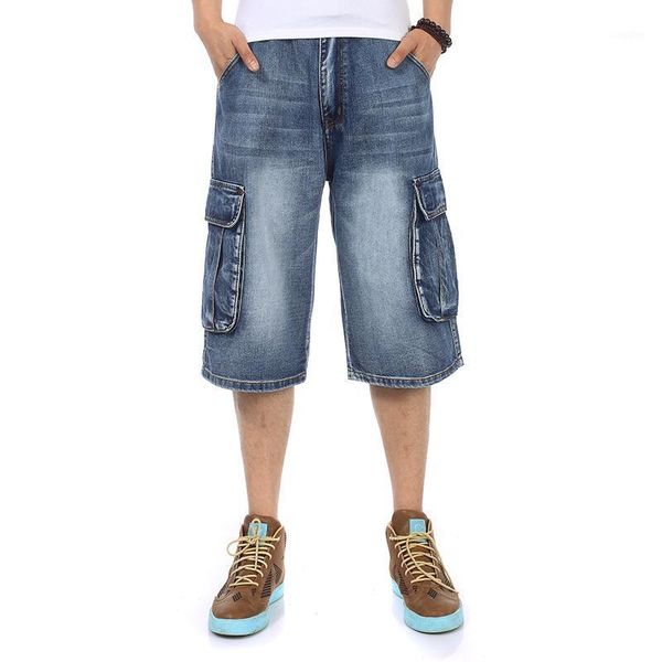 

mens men cargo shorts homme male fashion shorts washed denim short men jeans homme1, Blue