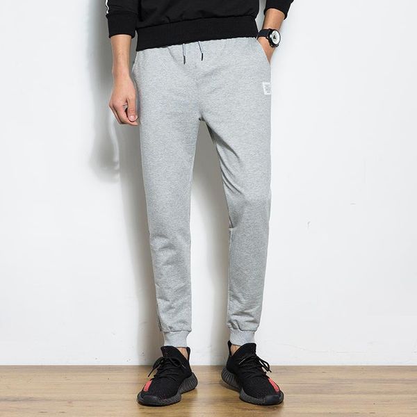 

male sportswear running track pants grey joggers sweatpants men cotton solid casual pants gym fitness slim drawstring trousers1, Black