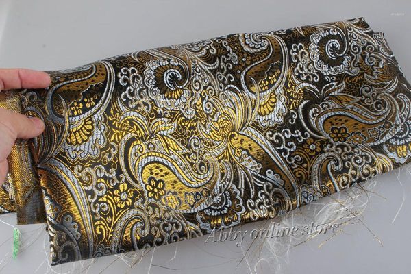 

148*50cm paisley metallic brocade fabric for clothing dress costume festival decoration1, Black;white