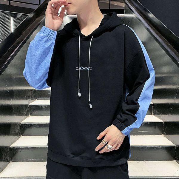 

sweater suit men's autumn 2020 new hooded leisure sports suit trend versatile lovers autumn coat, Black