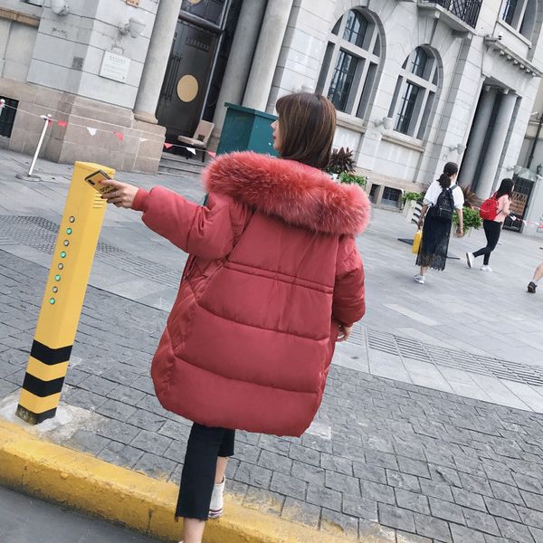 

2021 new women's beige winter coat s-3xl plus size loosed skin with hood down cotton korean jackets long black fashion parkas heat gxna