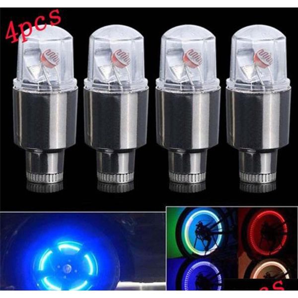 

wholesale- 4x bike car motorcycle wheel tire tyre cap neon led flash light lamp hot