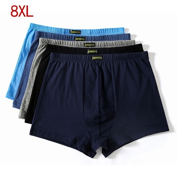 Plus Größe 5XL 6XL 7XL 8XL Große lose männliche Baumwolle Unterwäsche Boxer hohe Taille atmungsaktive Fettgürtel große Yards Herrenunterwäsche 201023