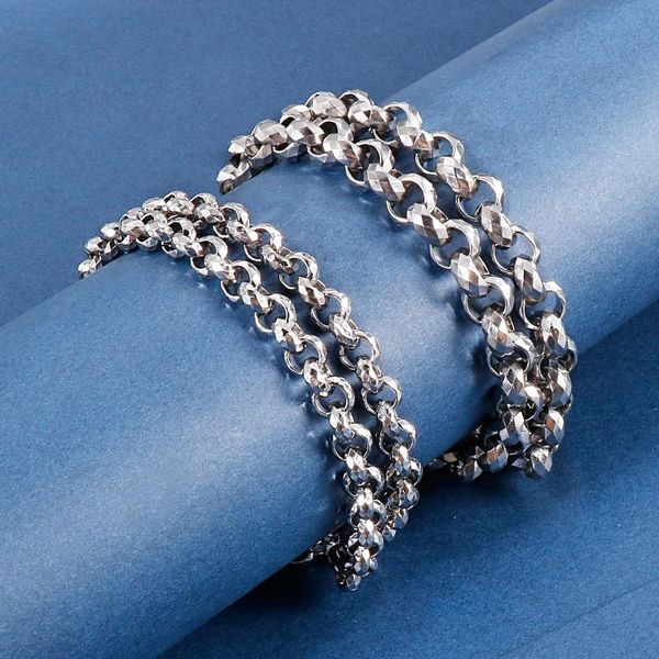 

men collar 7mm/9mm 50cm lenght stainless steel hip-hop shiny rolo chain necklace, Silver