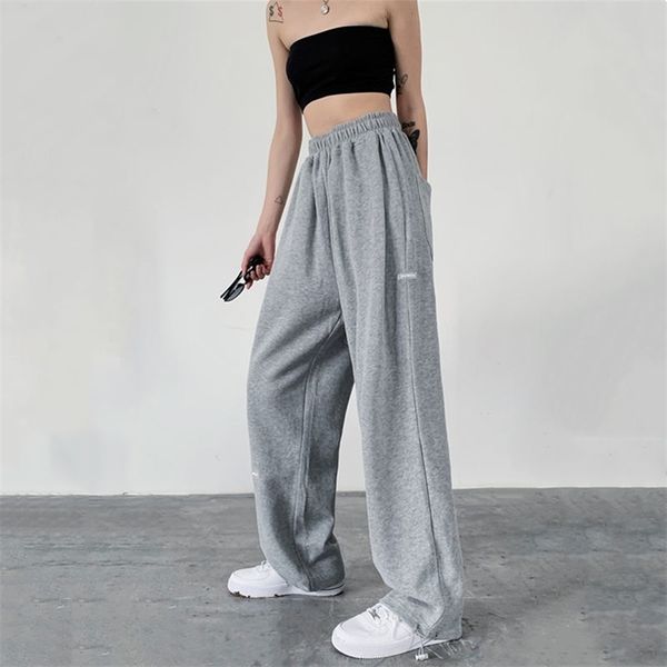 Houzhou cinza sweatpants mulheres moda mulheres trilha calças treinamento verão branco safgy esportes calças mulheres palazzo calças 201106