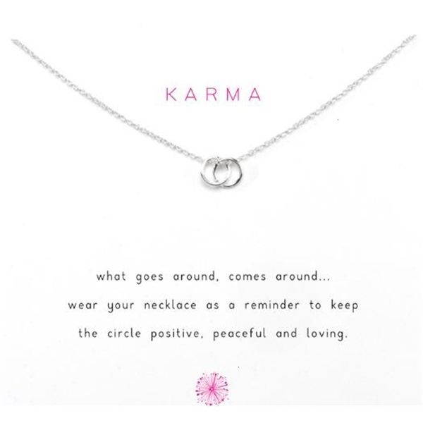 

factorycute necklace ciircles with silver 2 card pendant(karma), gold color, and