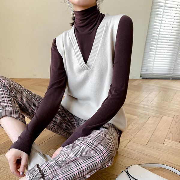 

adishree 2020 woman winter 100% cashmere sweaters shrug and autumn knitted pullovers warm female thickening v-neck1, Black;white