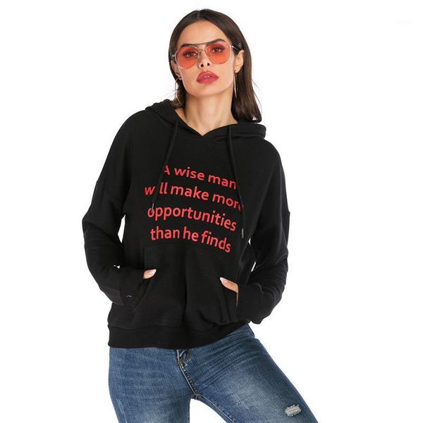 

women's hoodies & sweatshirts 2021 autumn and winter women's hooded clothes female students letter printing trendy loose fashion w, Black