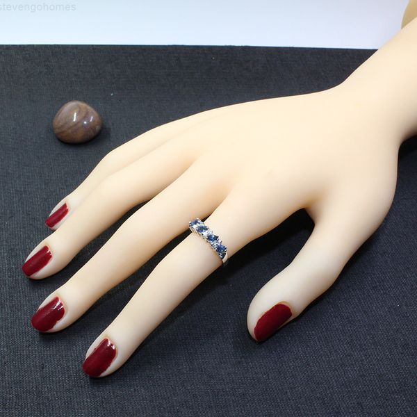 

factory elegant 2 * 4 mm natural si grade 925 sterling silver sapphire engagement ring for girl, Golden;silver