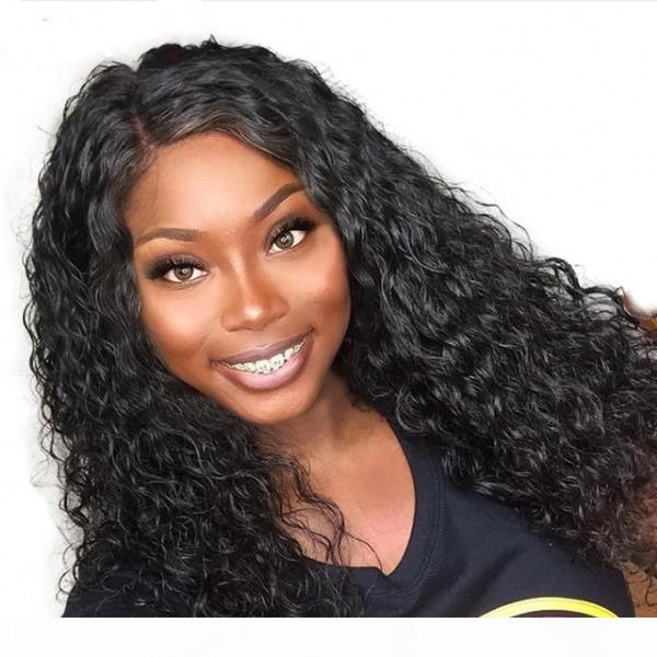 

water wave lace front human hair wigs for women pre plucked hairline with baby hair full lace wig brazilian hair, Black;brown