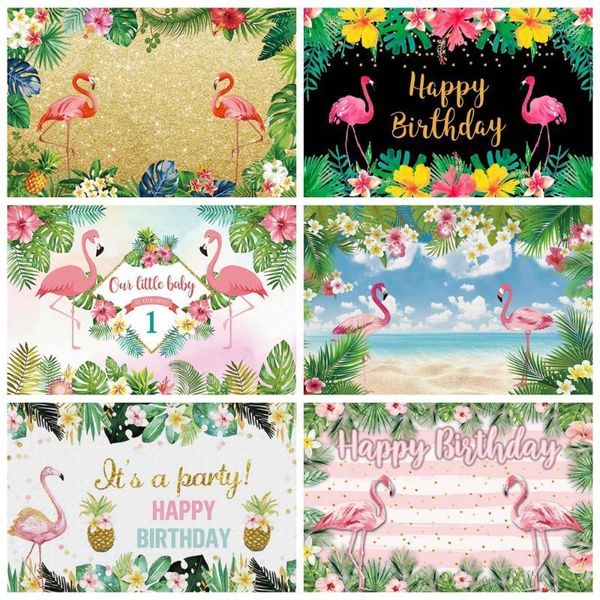 

flamingo birthday party tropical palms tree beach customized poster baby kid p backdrop pgraphy background p studio1