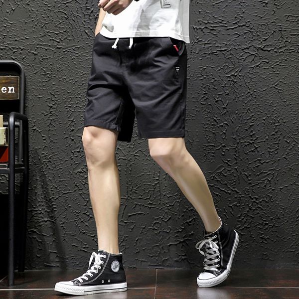

2020 new shorts men's capris trend fashion brand leisure sports loose 95 cotton summer pants, White;black