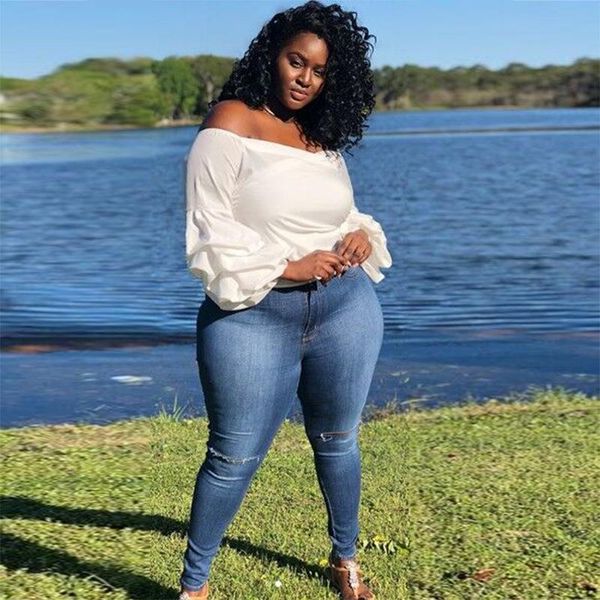 

2020 autumn summer plus size l-4xl blouse women slash neck off shoulder shirt long sleeve casual casual clothes, White