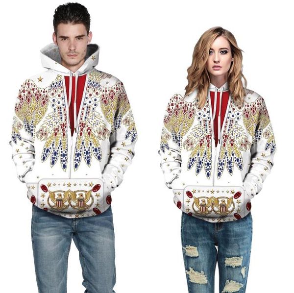 

foreign trade new style star suit custom rock n roll pullover hoodie 3d digital printing sweater, Black