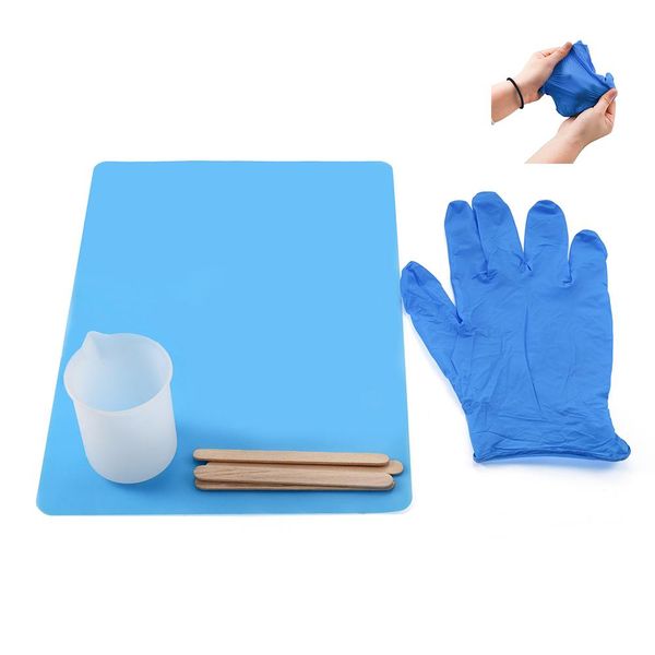 

1set эпоксидная смола инструмента подсказки 5pairs перчатки клей перемешивающие батончики силиконовые мат 100мл силиконовые кубок наборы для